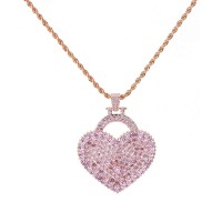 Large Sized Heart Pendant Pave Heart Necklaces for Women AAA+ Cubic Zirconia Heart Pendant Necklace